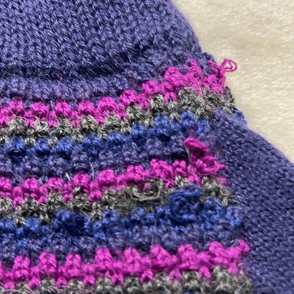 NWOT 🧤 HANDKNIT ALPACA WOOL BLUE-PURPLE-GRAY FINGERLESS KNIT GLOVES Women’s OS - Picture 5 of 7